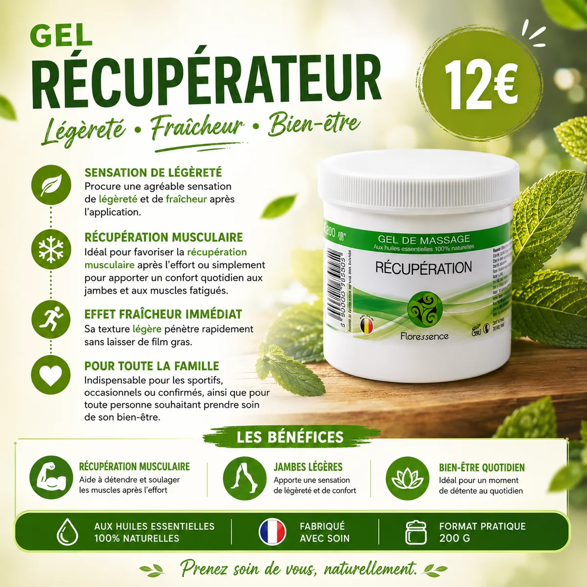 Gel Récupérateur — Pot de 200 g, 12 €