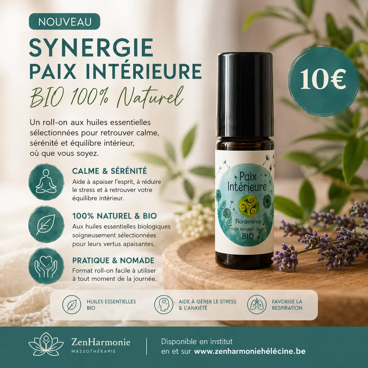 Synergie Paix Intérieure Bio — Roll-on, 10 €